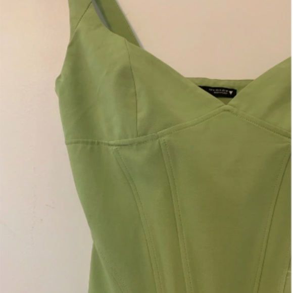 Zara Green Linen Blend Corset Top Size Small - Picture 5 of 9